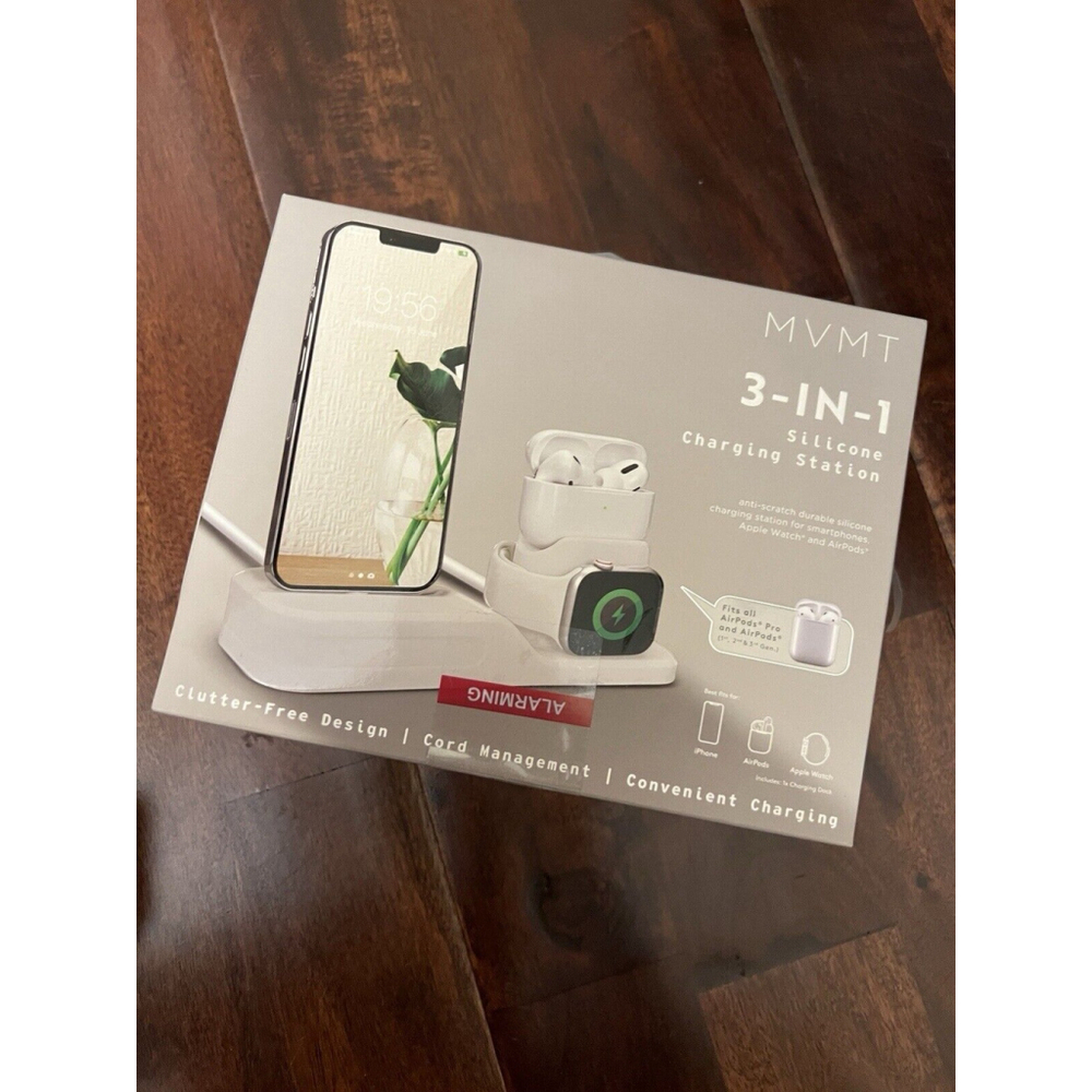 NIB MVMT 3-in-1 Silicone Charging Station Purple New In Box White
